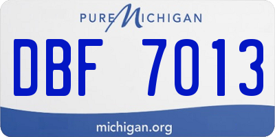 MI license plate DBF7013