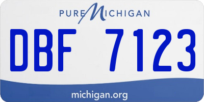 MI license plate DBF7123