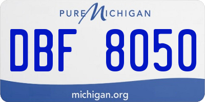 MI license plate DBF8050