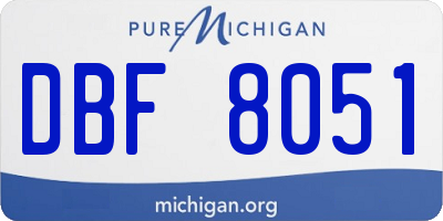 MI license plate DBF8051