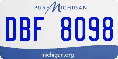 MI license plate DBF8098