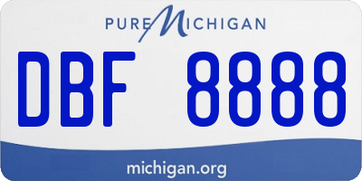 MI license plate DBF8888