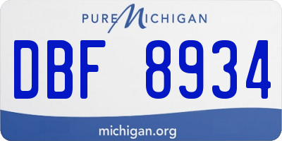 MI license plate DBF8934