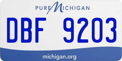 MI license plate DBF9203