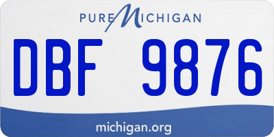 MI license plate DBF9876