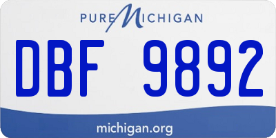 MI license plate DBF9892