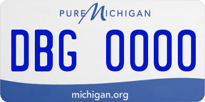 MI license plate DBG0000