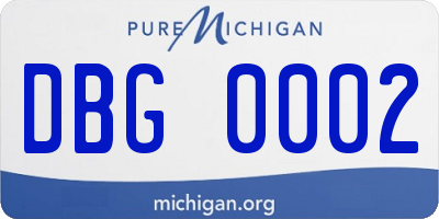 MI license plate DBG0002