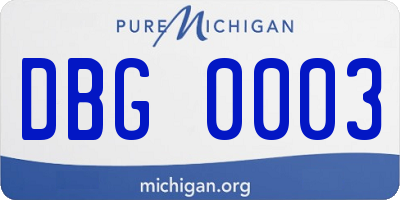 MI license plate DBG0003