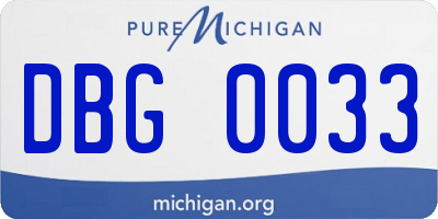 MI license plate DBG0033