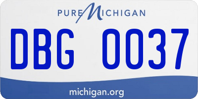 MI license plate DBG0037