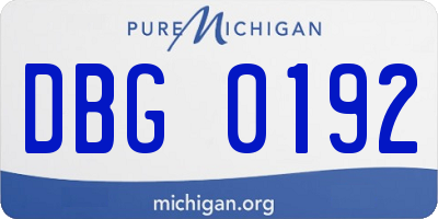 MI license plate DBG0192