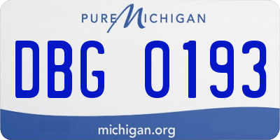 MI license plate DBG0193