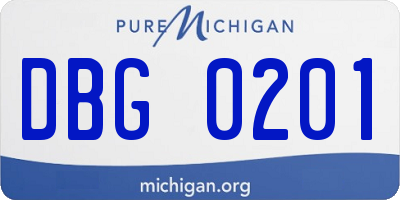 MI license plate DBG0201