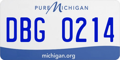 MI license plate DBG0214
