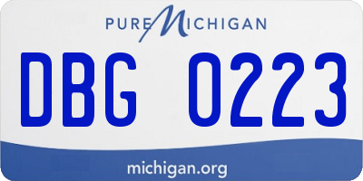 MI license plate DBG0223