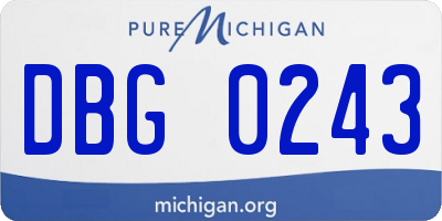 MI license plate DBG0243