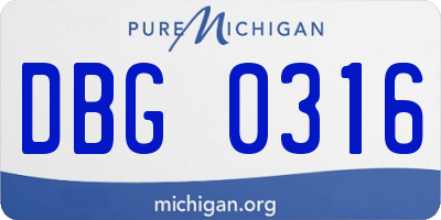 MI license plate DBG0316