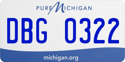 MI license plate DBG0322