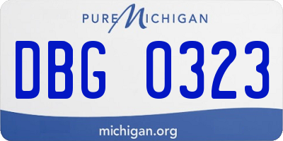 MI license plate DBG0323