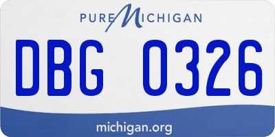 MI license plate DBG0326