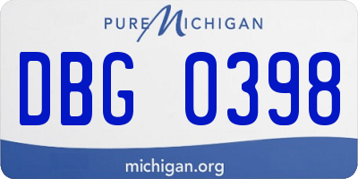 MI license plate DBG0398