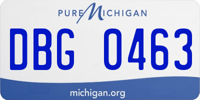MI license plate DBG0463