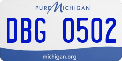 MI license plate DBG0502