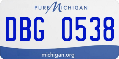 MI license plate DBG0538
