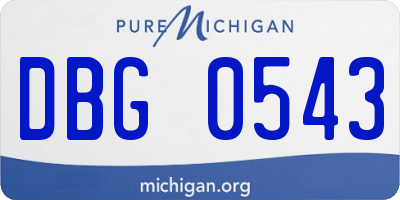 MI license plate DBG0543