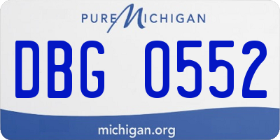 MI license plate DBG0552