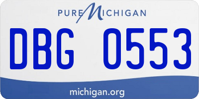 MI license plate DBG0553