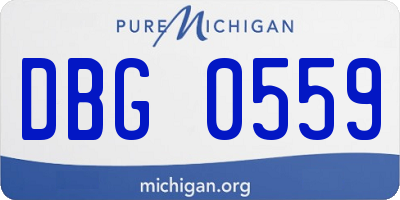 MI license plate DBG0559