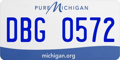 MI license plate DBG0572