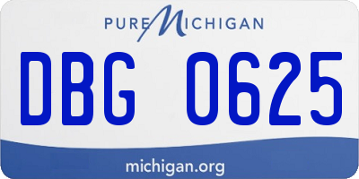 MI license plate DBG0625