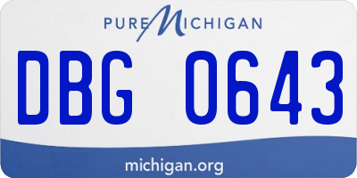 MI license plate DBG0643
