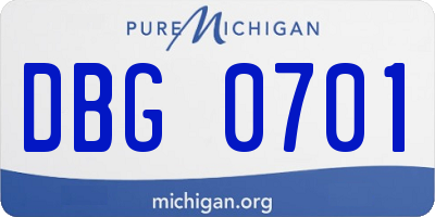 MI license plate DBG0701