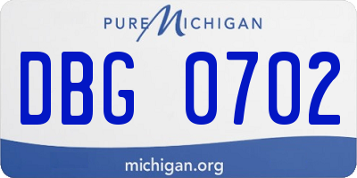 MI license plate DBG0702