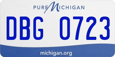 MI license plate DBG0723