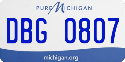 MI license plate DBG0807