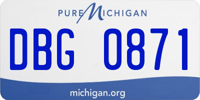 MI license plate DBG0871