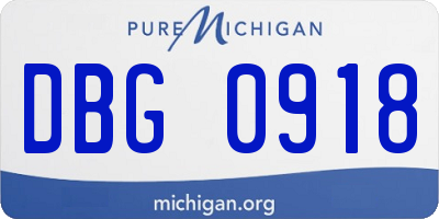 MI license plate DBG0918