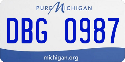 MI license plate DBG0987