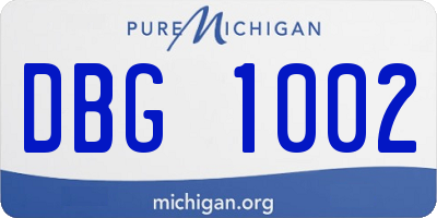 MI license plate DBG1002