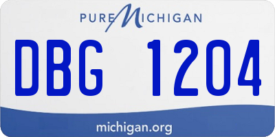 MI license plate DBG1204