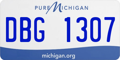 MI license plate DBG1307