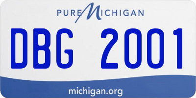 MI license plate DBG2001