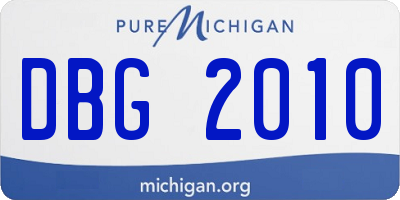 MI license plate DBG2010