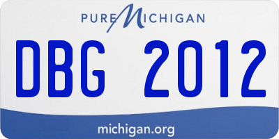 MI license plate DBG2012