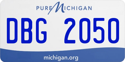 MI license plate DBG2050